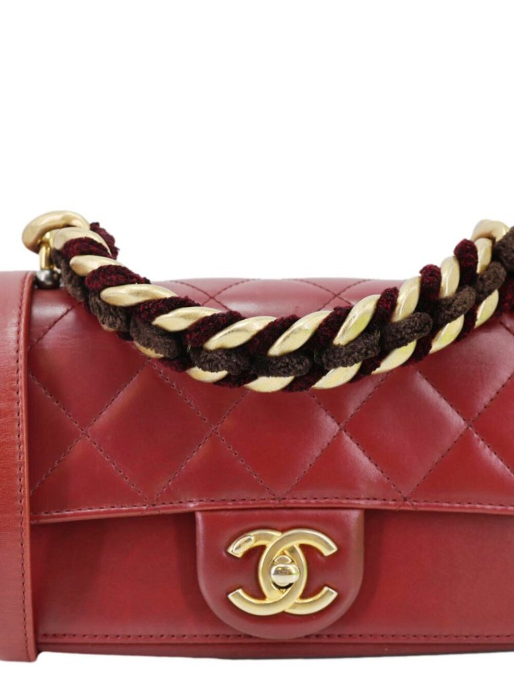 Chanel Straight Lined Flap Mini Quilted Calfskin Leather Crossbody Bag Red